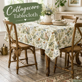 Nappe Cottagecore vintage Animaux de la forêt Fleurs sau