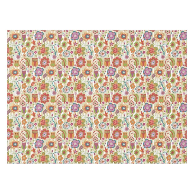 Nappe Couleur florale et hibou (Devant (Horizontal))