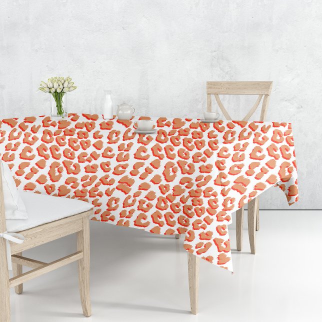 Nappe Couleur orange et Empreinte de léopard blanc (Amber Color and White Leopard Print Tablecloth by Looly Elzayat
)