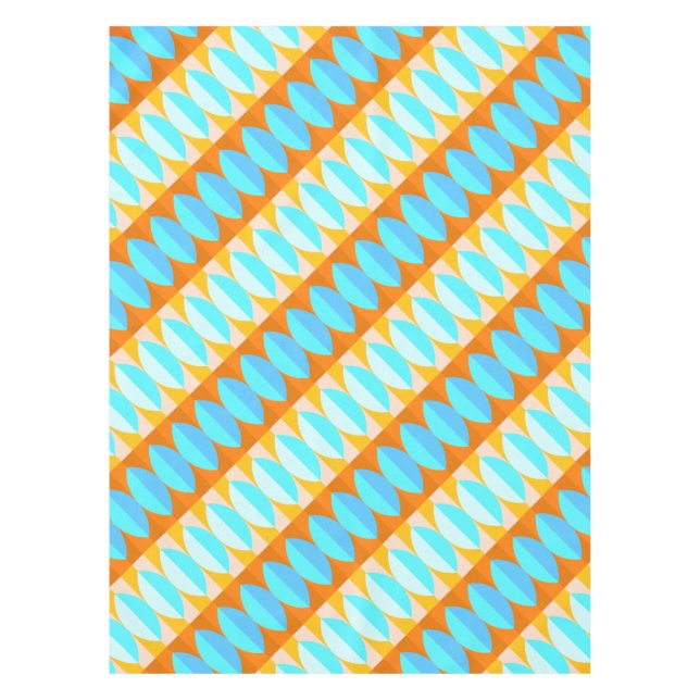 Nappe Couleur Turquoise Bleu Orange Jaune Motif (Devant)