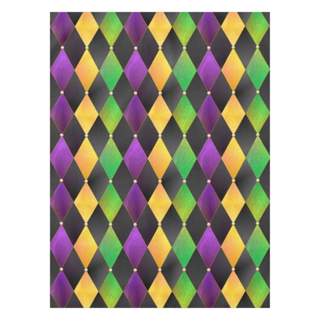 Nappe Couleurs Mardi Gras Diamant Harlequin Argyle - Noi (Devant)