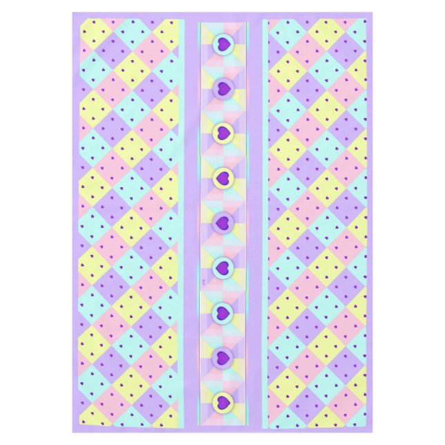 Nappe Couleurs pastel & coeurs violets battre (Devant)