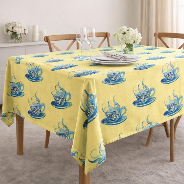 Nappe Coupe Artistique de Café Bleu avec Motifs de tourb (Créateur téléchargé)