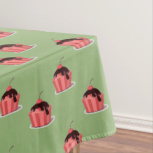 Nappe Coupes de crème glacée rose sur vert