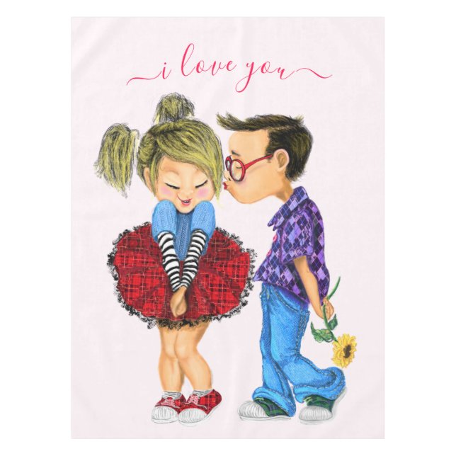 Nappe Couple romantique mignon - Amour - Je t'aime - Bai (Devant)