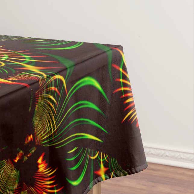 Nappe Courbes feuilles vertes et jaunes couleur feu (In Situ)