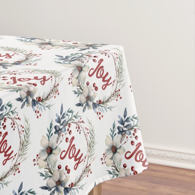 Nappe Couronne de Noël, avec fleurs blanches, baies roug (In Situ)
