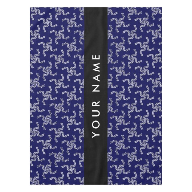 Nappe Couronne de Noël, Bleu, Votre nom, Personnaliser (Devant)