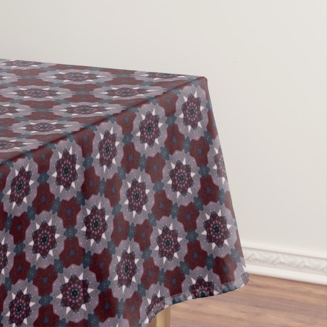 Nappe Couvre-lit peint floral bordeaux et gris (In Situ)
