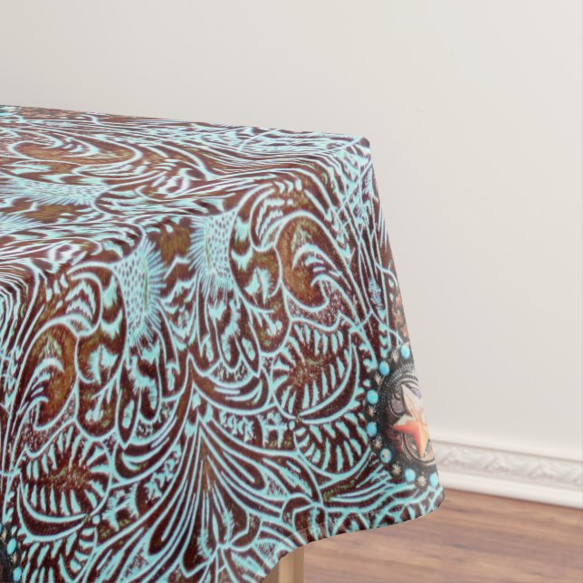 Nappe cowboy brun turquoise de l'ouest motif (In Situ)