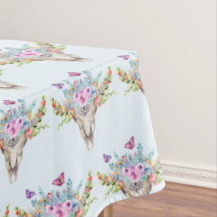 Nappe Crâne animal Boho avec papillons et fleurs