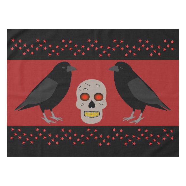 Nappe Crâne gothique et ravens du gardien Halloween (Devant (Horizontal))