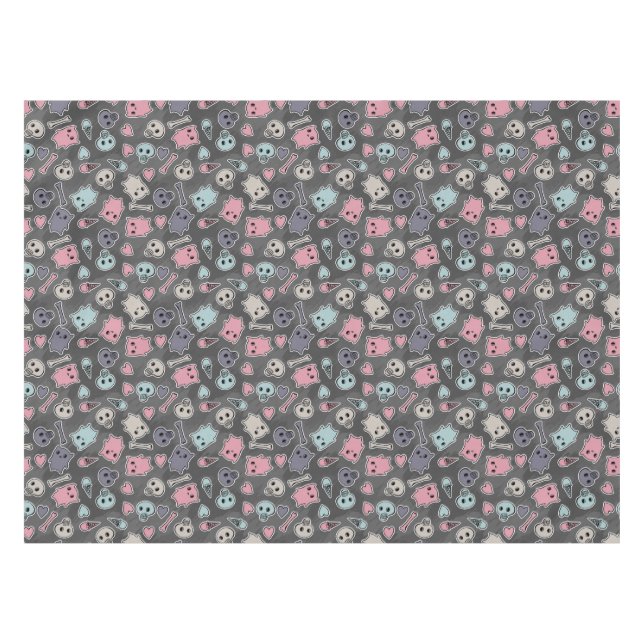 Nappe Crânes, et coeurs sur l'arrière - plan noir (Devant (Horizontal))