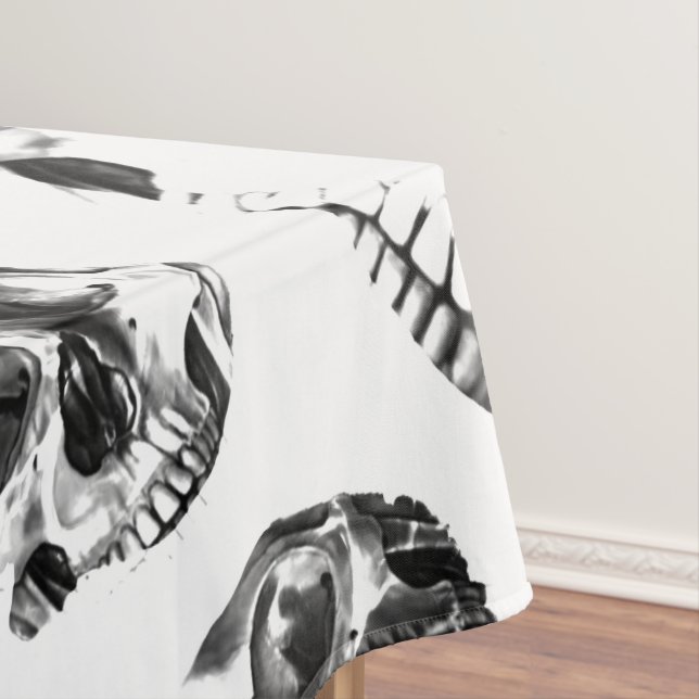 Nappe Crânes Noir & Blanc Squelette Motif d'Art de Crâne (In Situ)