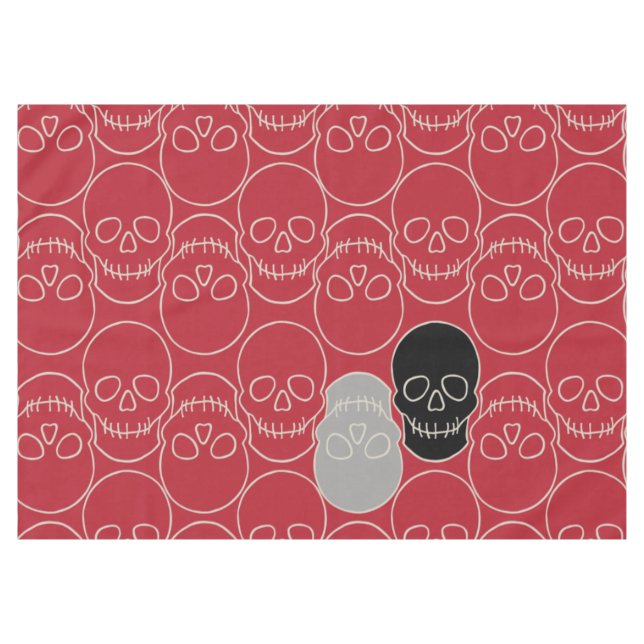 Nappe Crânes - rouge sang et blanc os (Devant (Horizontal))