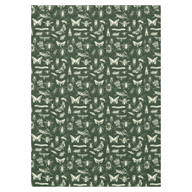 Nappe Crème d'insectes scientifiques d'antiquité et vert (Devant)