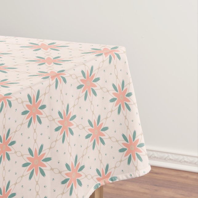 Nappe Crème, Pêche et Sage Green boho motif floral (In Situ)