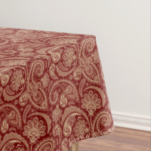 Nappe Crème Rouge Crimson Et Beige Vintage Paisley