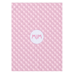 Nappe Croix Chi Ro rose carrelée avec initiales