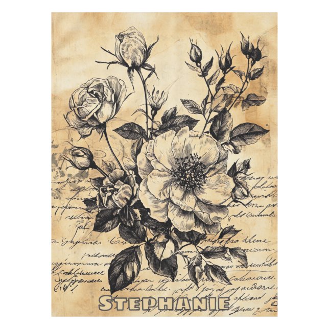 Nappe Croquis floral rustique avec calligraphie - âge (1 (Devant)