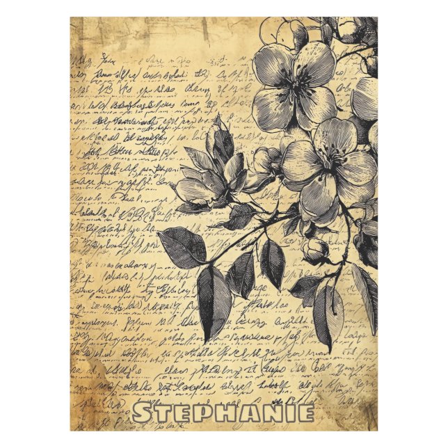 Nappe Croquis floral rustique avec calligraphie - âge (1 (Devant)