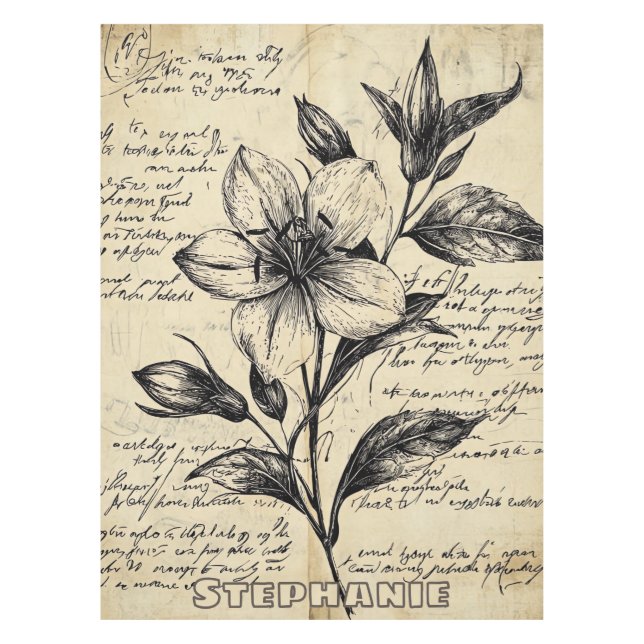Nappe Croquis floral rustique avec calligraphie - âge (5 (Devant)