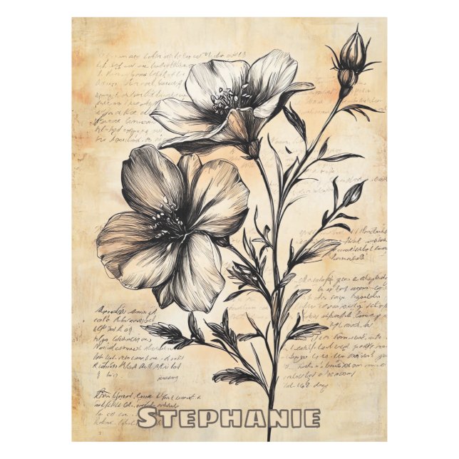 Nappe Croquis floral rustique avec calligraphie - âge (6 (Devant)