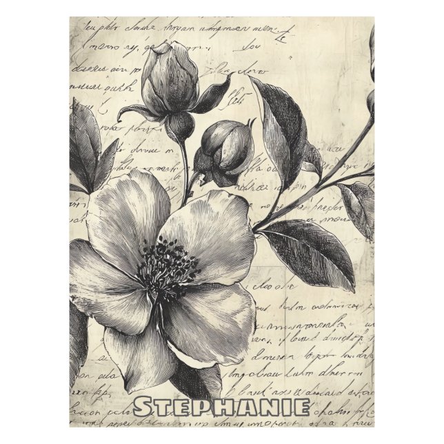 Nappe Croquis floral rustique avec calligraphie - âge (8 (Devant)