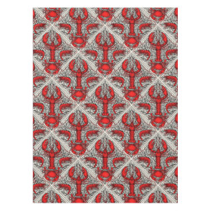 Nappe Crustacés en rouge, noir et ivoire