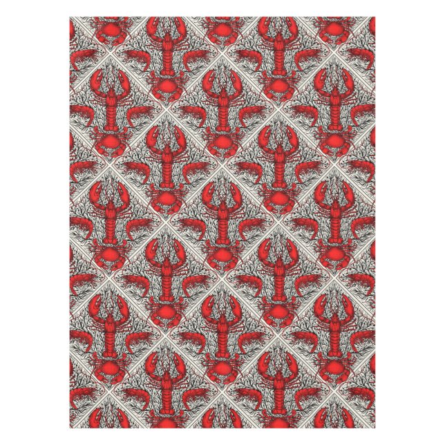 Nappe Crustacés en rouge, noir et ivoire (Devant)