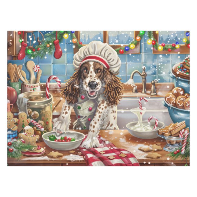 Nappe Cuisine de vacances Setter anglais : Festive Chris (Devant (Horizontal))
