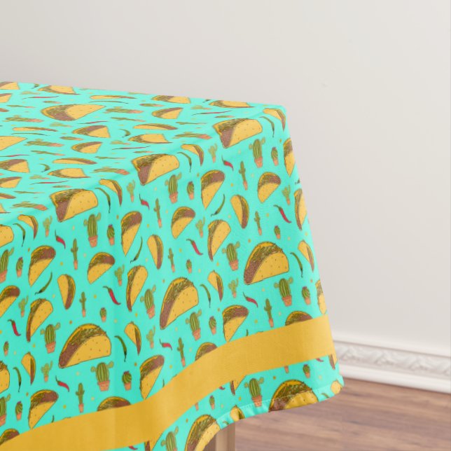 Nappe Cuisine mexicaine bleu et orange Tacos et Cactus (In Situ)