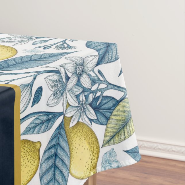 Nappe Custom Elegant Mediterranean Lemon Botanical Navy (In Situ)