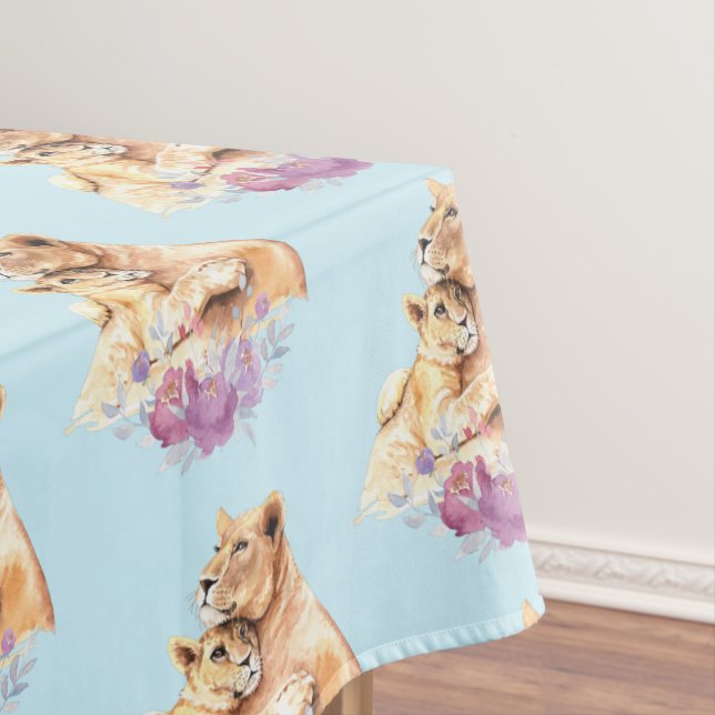 Nappe Cute Aquarelle Mère Lion & Motif Cub (In Situ)