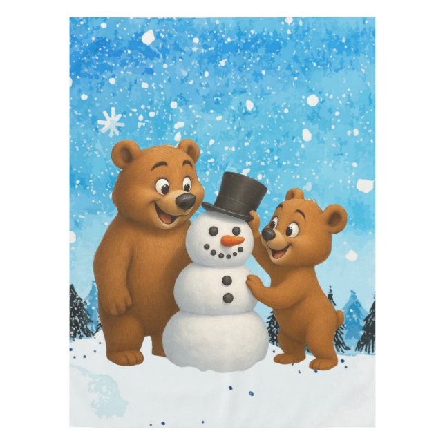 Nappe cute bears building a snowman (Devant)