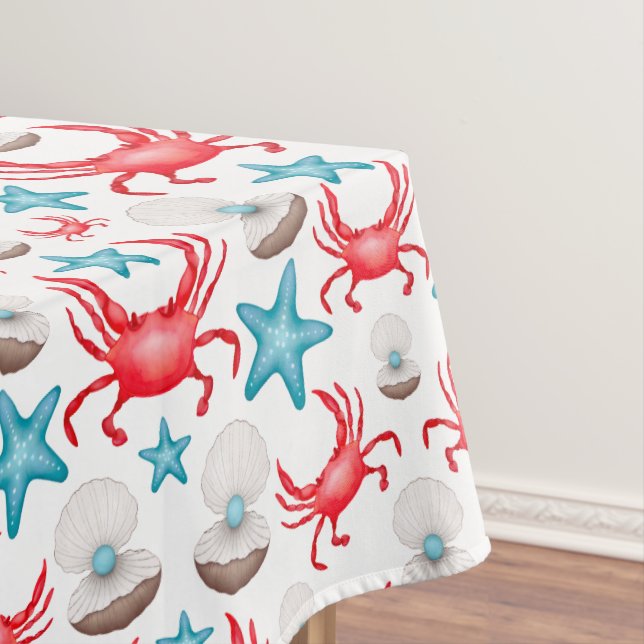 Nappe Cute Blue Coastal Seaside Crab & Shell Motif (In Situ)
