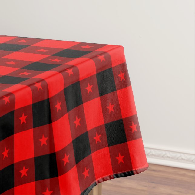 Nappe Cute Buffle Plaid Avec Étoiles Noir & Rouge Rustiq (In Situ)