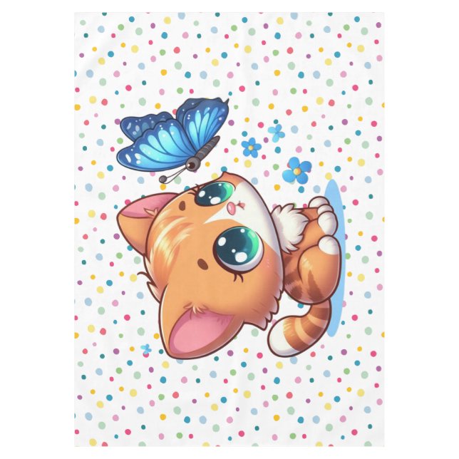 Nappe Cute chaton/chat et papillon (Devant)