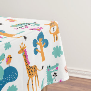 Nappe Cute et colorée Jungle Animaux Motif