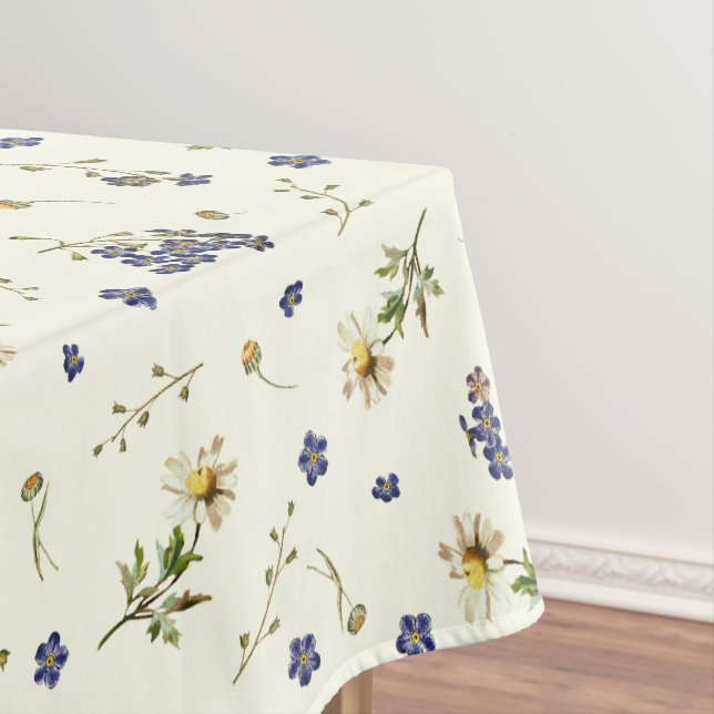 Nappe Cute Fleurs sauvages Vintages modernes sur blanc (In Situ)