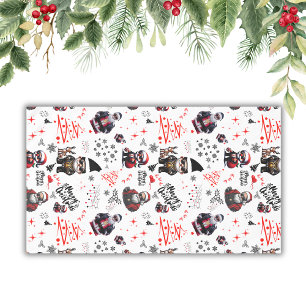 Nappe Cute Gangster Père Noël Joyeux Noël en blanc  