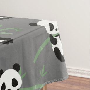 Nappe Cute Panda Bear Bambou Motif Gris