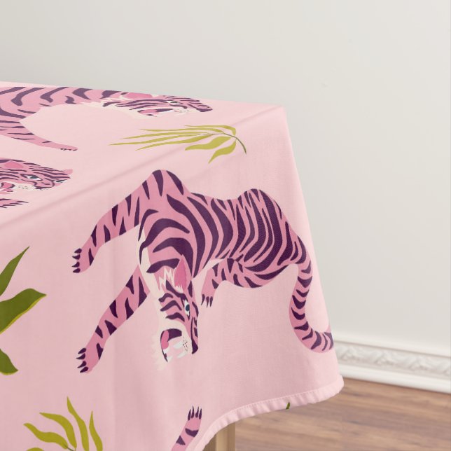Nappe Cute Pink Tigers Tropical Leaves Abstract Animal (In Situ)