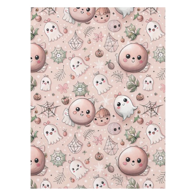 Nappe Cute rose Fantôme & Pastel Halloween sans couture (Devant)