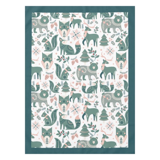 Nappe Cute Scandinave Bois Animaux Snowflakes (Devant)