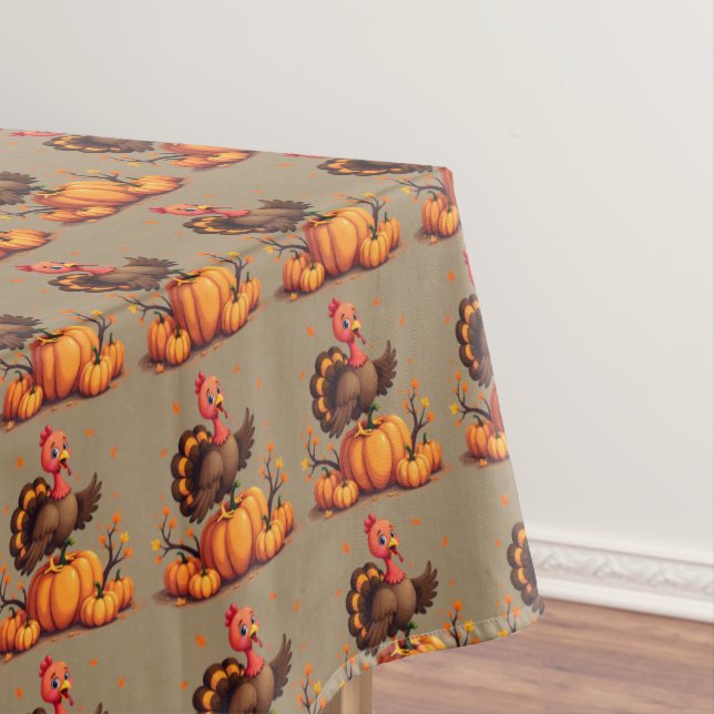 Nappe Cute Thanksgiving Turkey Autumn Pumpkins Scene (In Situ)