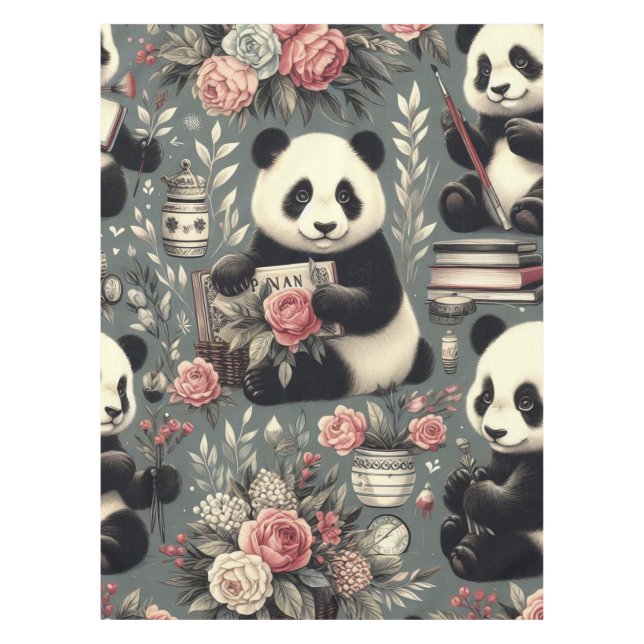 Nappe Cute Vintage Panda Floral (Devant)