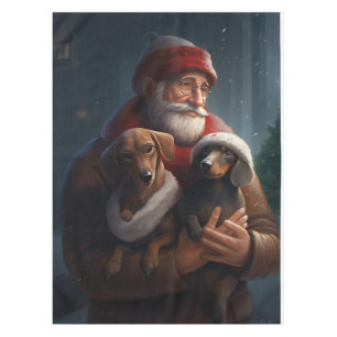 Nappe Dachshund avec le Père Noël Noël Festif
