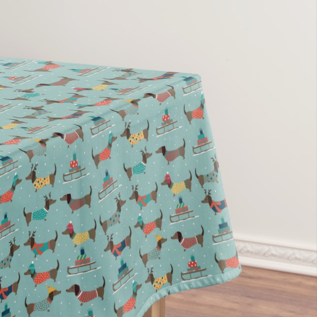 Nappe Dachshund de vacances avec cadeaux et Motif de sle (In Situ)