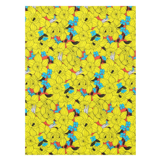 Nappe Daffodiques motif floral printanier (Devant)
